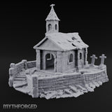 Cross-Topped Bell-Hung Graveyard Chapel Miniature for Dungeons and Dragons, Pathfinder or other TTRPGs