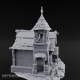 Cross-Topped Grave-Ringed Abandoned Chapel Miniature for Dungeons and Dragons, Pathfinder or other TTRPGs
