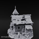 Cross-Topped Grave-Ringed Abandoned Chapel Miniature for Dungeons and Dragons, Pathfinder or other TTRPGs