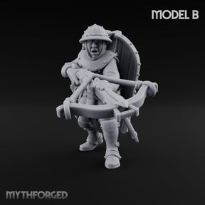 Crossbow Cranking Human Crossbowman B Miniature for Dungeons and Dragons, Pathfinder or other TTRPGs