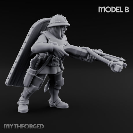 Crossbow Cranking Human Crossbowman B Miniature for Dungeons and Dragons, Pathfinder or other TTRPGs