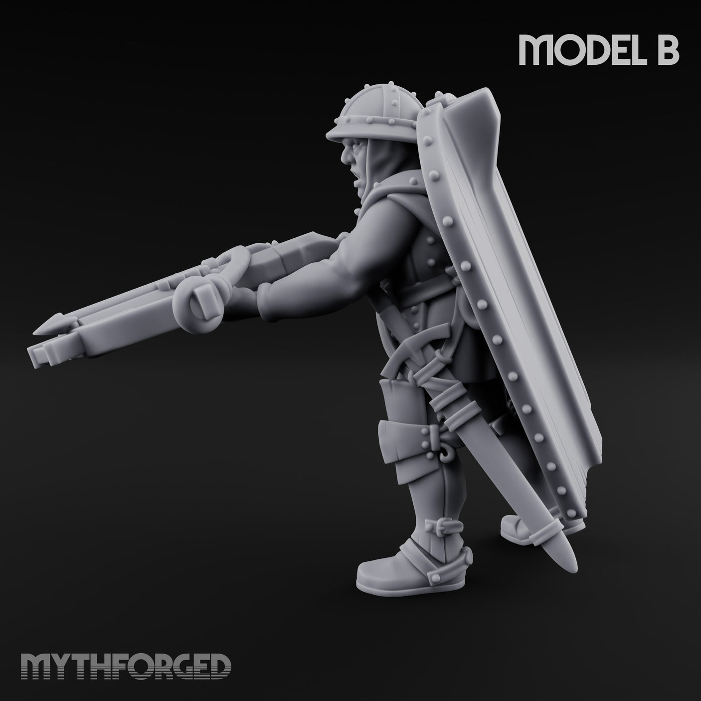 Crossbow Cranking Human Crossbowman B Miniature for Dungeons and Dragons, Pathfinder or other TTRPGs