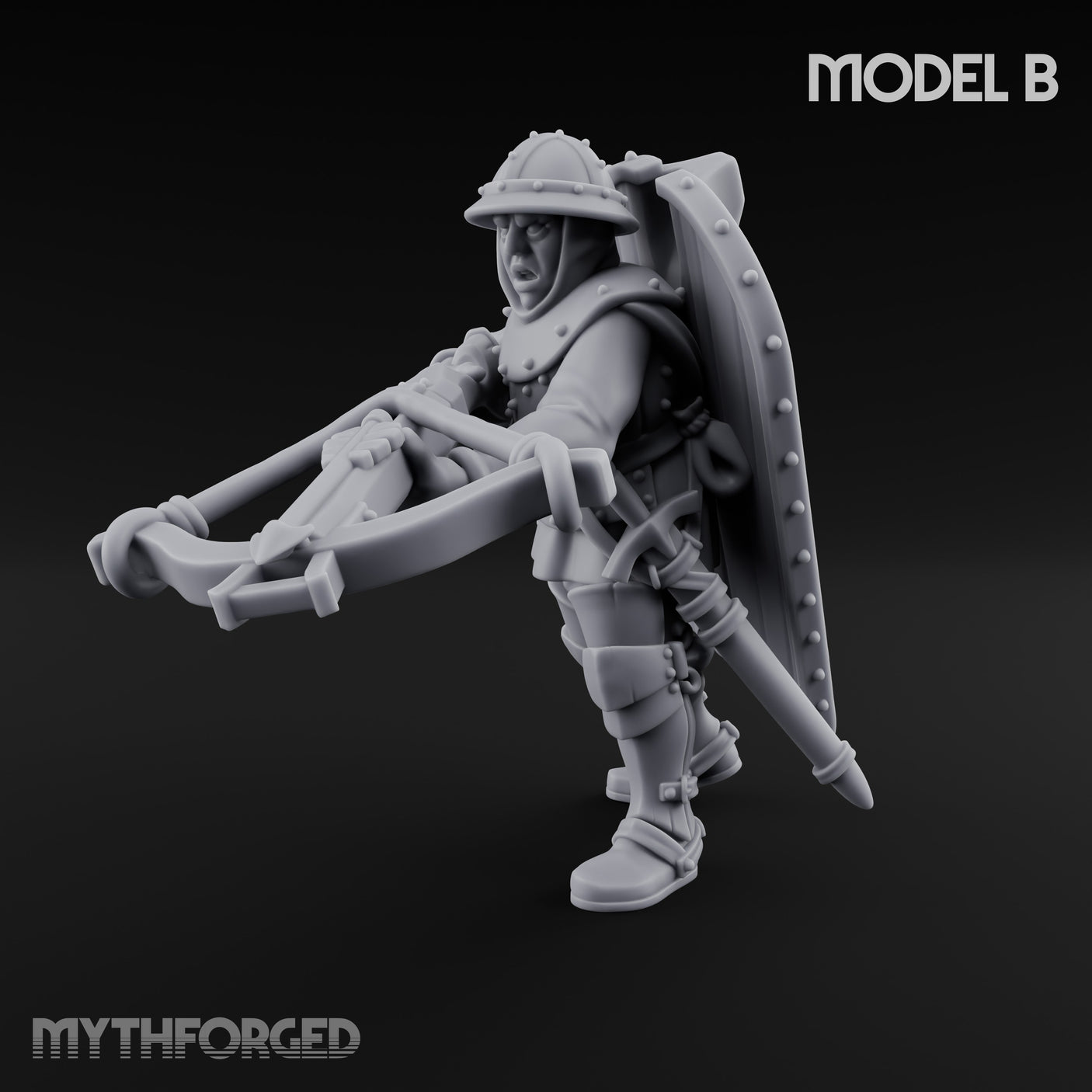 Crossbow Cranking Human Crossbowman B Miniature for Dungeons and Dragons, Pathfinder or other TTRPGs