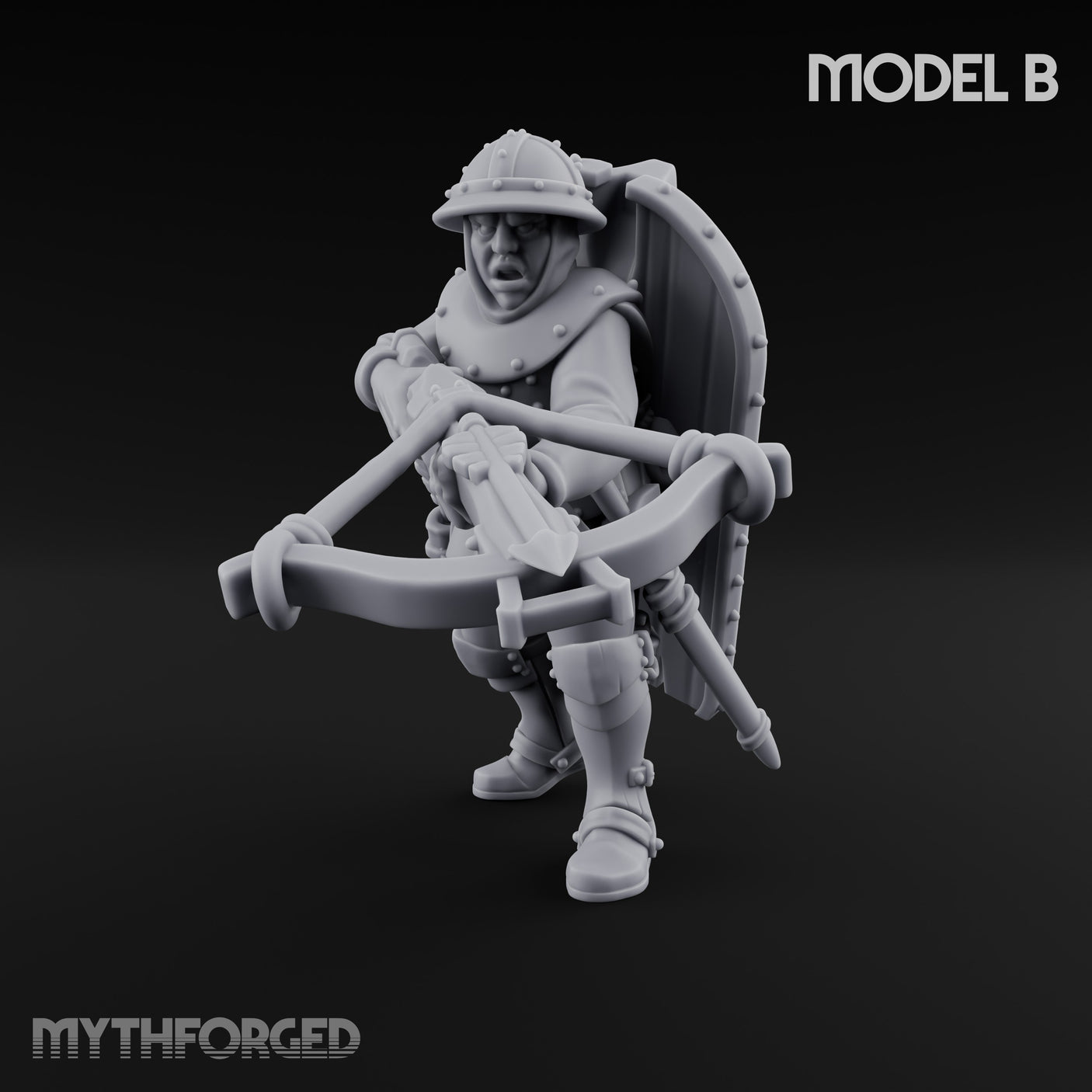 Crossbow Cranking Human Crossbowman B Miniature for Dungeons and Dragons, Pathfinder or other TTRPGs