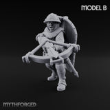 Crossbow Cranking Human Crossbowman B Miniature for Dungeons and Dragons, Pathfinder or other TTRPGs