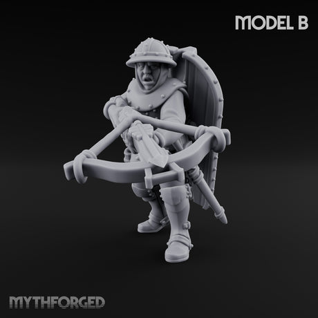 Crossbow Cranking Human Crossbowman B Miniature for Dungeons and Dragons, Pathfinder or other TTRPGs