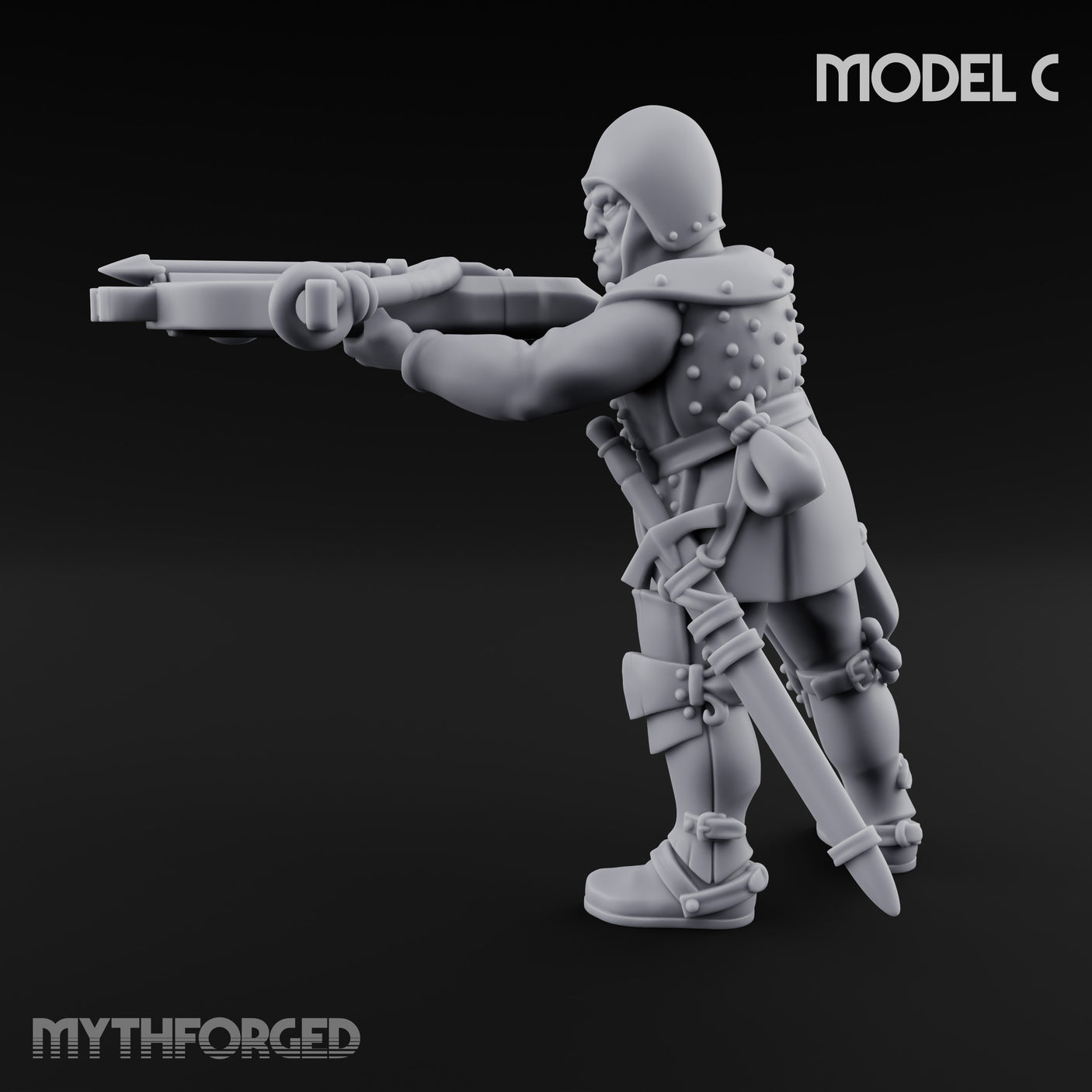 Crossbow Cranking Human Crossbowman C Miniature for Dungeons and Dragons, Pathfinder or other TTRPGs