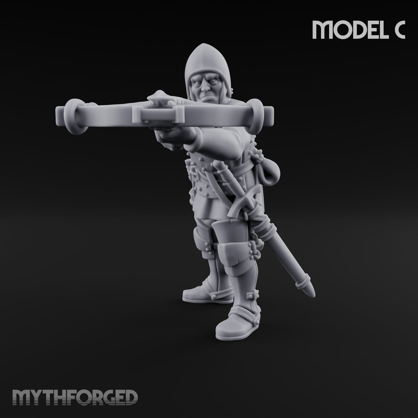Crossbow Cranking Human Crossbowman C Miniature for Dungeons and Dragons, Pathfinder or other TTRPGs
