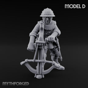 Crossbow Cranking Human Crossbowman D Miniature for Dungeons and Dragons, Pathfinder or other TTRPGs