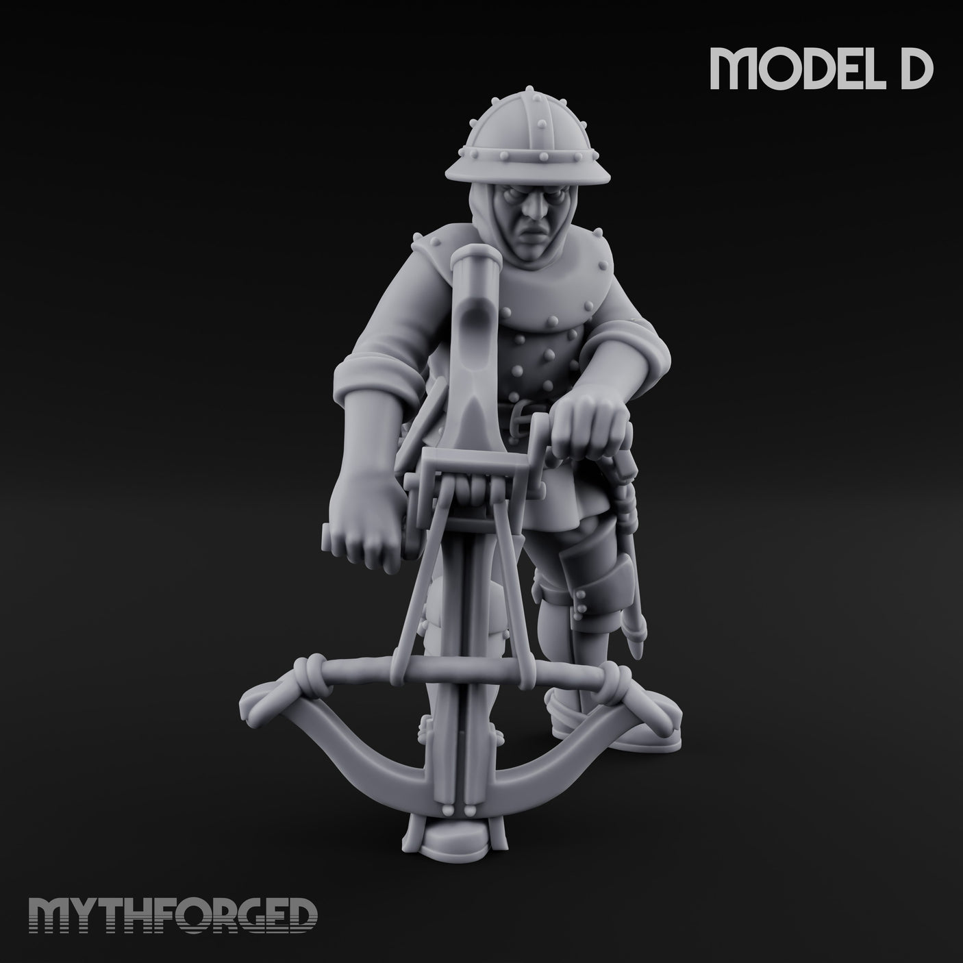 Crossbow Cranking Human Crossbowman D Miniature for Dungeons and Dragons, Pathfinder or other TTRPGs