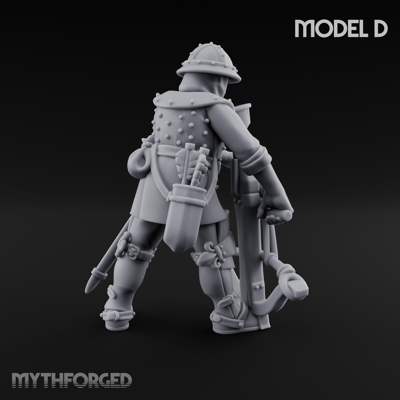 Crossbow Cranking Human Crossbowman D Miniature for Dungeons and Dragons, Pathfinder or other TTRPGs