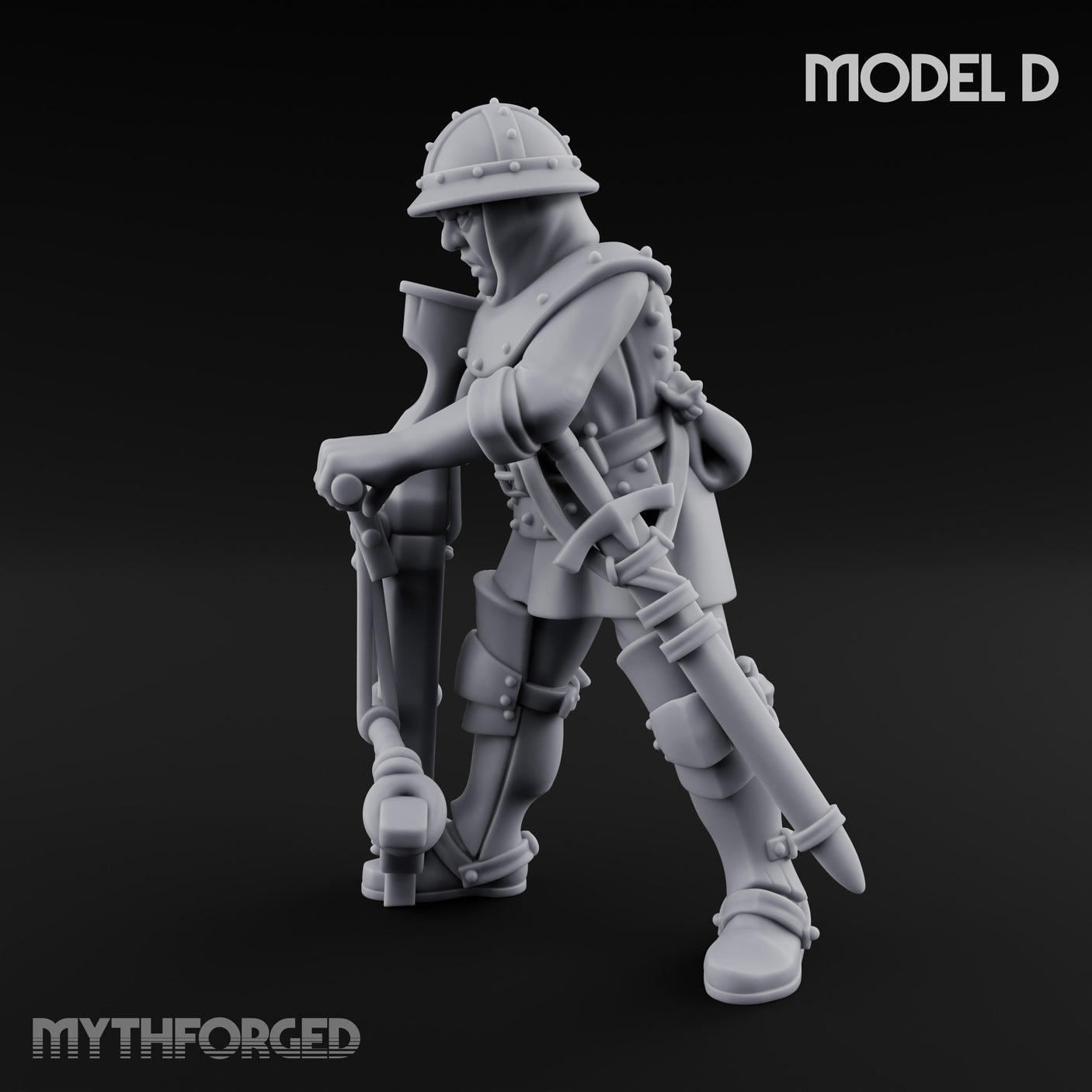 Crossbow Cranking Human Crossbowman D Miniature for Dungeons and Dragons, Pathfinder or other TTRPGs