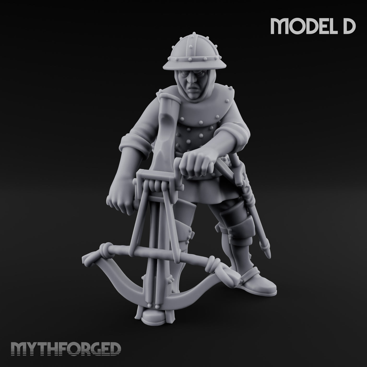 Crossbow Cranking Human Crossbowman D Miniature for Dungeons and Dragons, Pathfinder or other TTRPGs