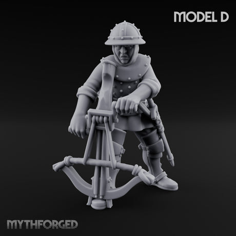 Crossbow Cranking Human Crossbowman D Miniature for Dungeons and Dragons, Pathfinder or other TTRPGs