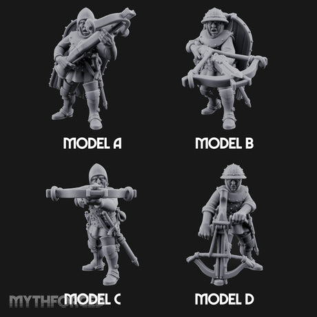 Crossbow Cranking Human Crossbowmen Miniature for Dungeons and Dragons, Pathfinder or other TTRPGs