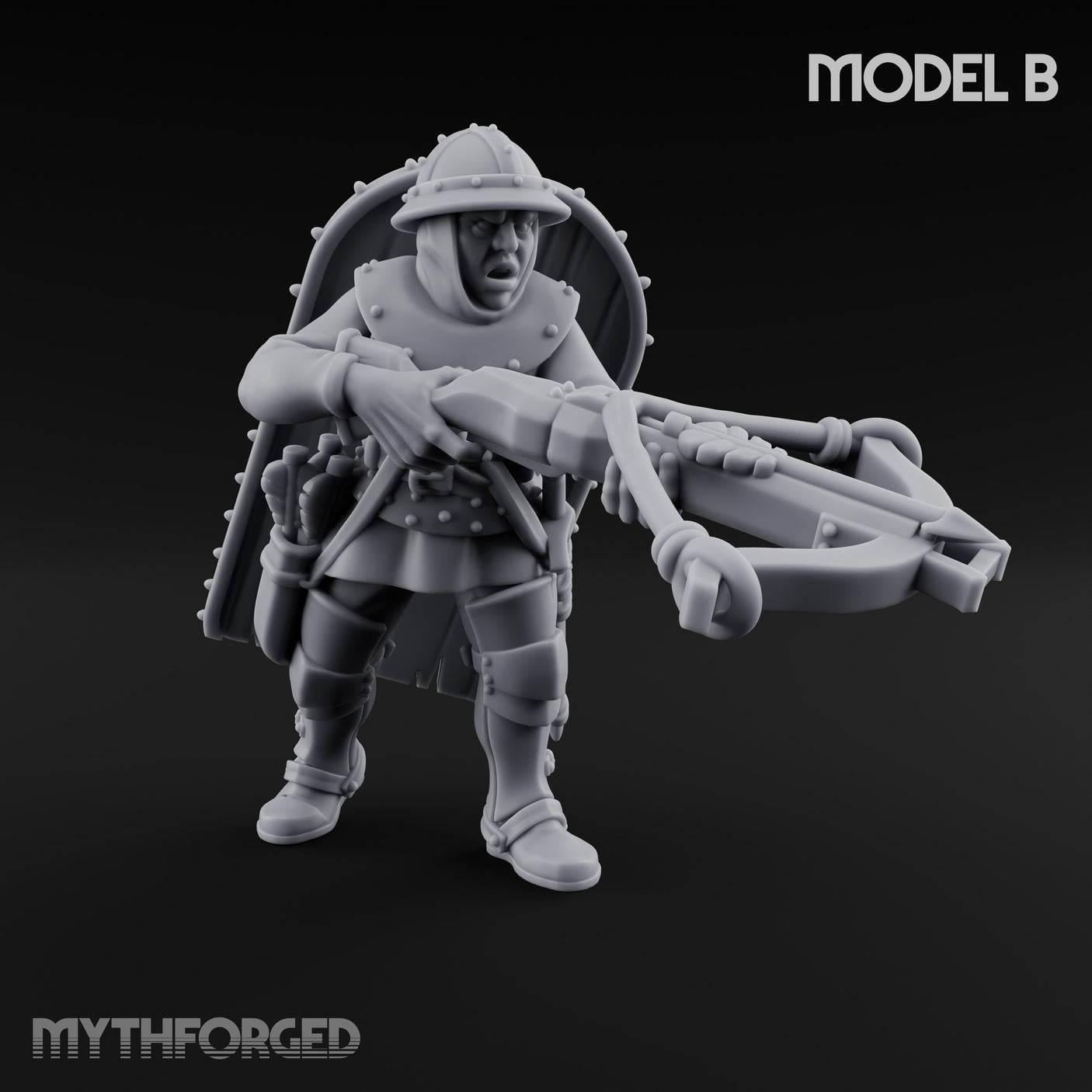 Crossbow Cranking Human Crossbowmen Miniature for Dungeons and Dragons, Pathfinder or other TTRPGs