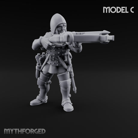Crossbow Cranking Human Crossbowmen Miniature for Dungeons and Dragons, Pathfinder or other TTRPGs