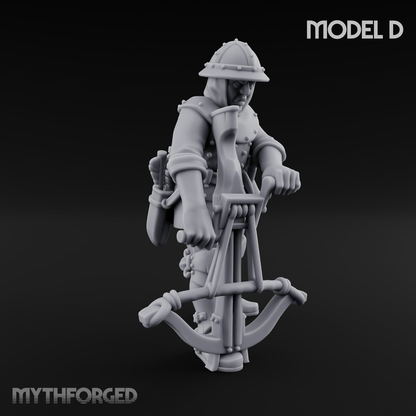 Crossbow Cranking Human Crossbowmen Miniature for Dungeons and Dragons, Pathfinder or other TTRPGs