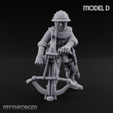 Crossbow Cranking Human Crossbowmen Miniature for Dungeons and Dragons, Pathfinder or other TTRPGs