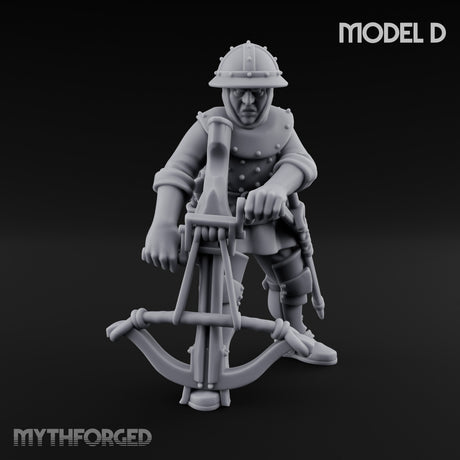 Crossbow Cranking Human Crossbowmen Miniature for Dungeons and Dragons, Pathfinder or other TTRPGs