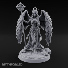 Crown And Staff Bearing Angel Queen Miniature for Dungeons and Dragons, Pathfinder or other TTRPGs