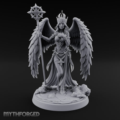 Crown And Staff Bearing Angel Queen Miniature for Dungeons and Dragons, Pathfinder or other TTRPGs