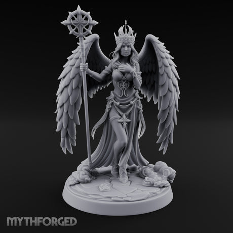Crown And Staff Bearing Angel Queen Miniature for Dungeons and Dragons, Pathfinder or other TTRPGs