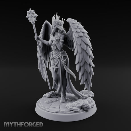 Crown And Staff Bearing Angel Queen Miniature for Dungeons and Dragons, Pathfinder or other TTRPGs