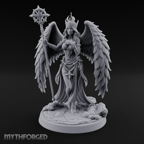 Crown And Staff Bearing Angel Queen Miniature for Dungeons and Dragons, Pathfinder or other TTRPGs