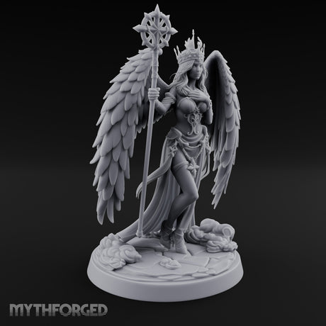 Crown And Staff Bearing Angel Queen Miniature for Dungeons and Dragons, Pathfinder or other TTRPGs