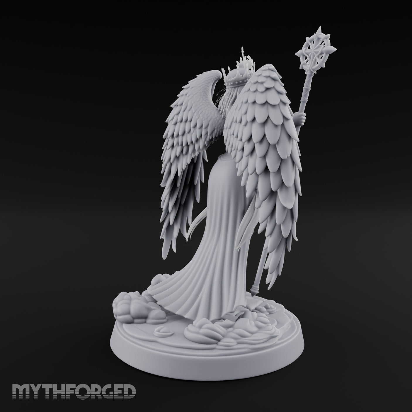 Crown And Staff Bearing Angel Queen Miniature for Dungeons and Dragons, Pathfinder or other TTRPGs