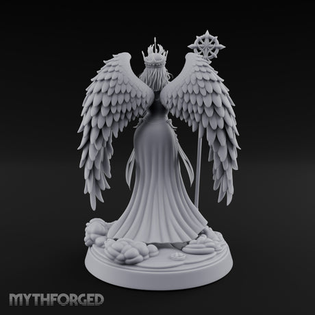 Crown And Staff Bearing Angel Queen Miniature for Dungeons and Dragons, Pathfinder or other TTRPGs