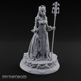 Crown And Staff Wielding Elf Queen Miniature for Dungeons and Dragons, Pathfinder or other TTRPGs