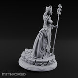 Crown And Staff Wielding Elf Queen Miniature for Dungeons and Dragons, Pathfinder or other TTRPGs