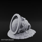 Crown-Bearing Toppled-Cracked Lion Statue Ruins Miniature for Dungeons and Dragons, Pathfinder or other TTRPGs