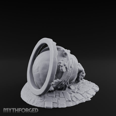 Crown-Bearing Toppled-Cracked Lion Statue Ruins Miniature for Dungeons and Dragons, Pathfinder or other TTRPGs