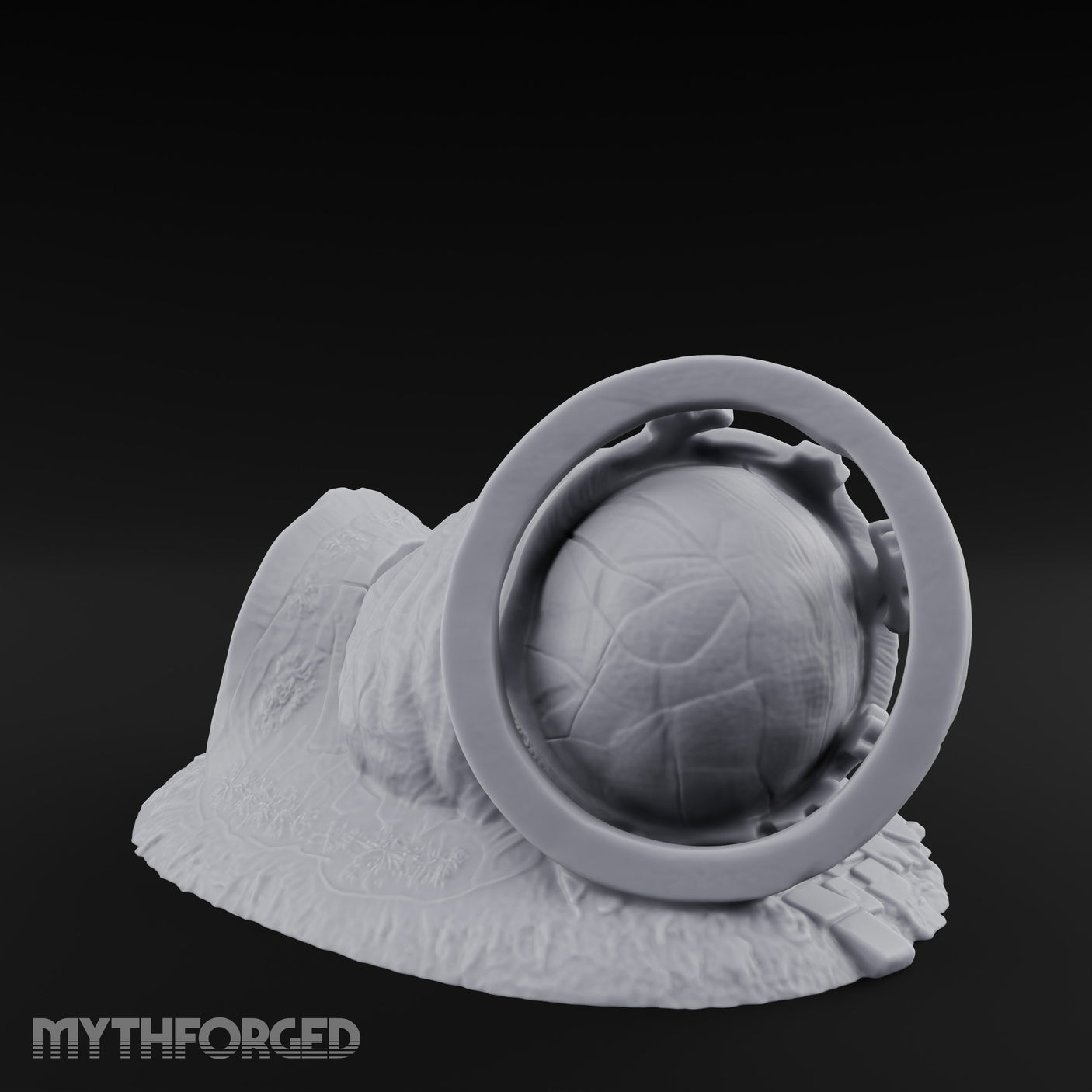 Crown-Bearing Toppled-Cracked Lion Statue Ruins Miniature for Dungeons and Dragons, Pathfinder or other TTRPGs
