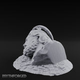 Crown-Bearing Toppled-Cracked Lion Statue Ruins Miniature for Dungeons and Dragons, Pathfinder or other TTRPGs
