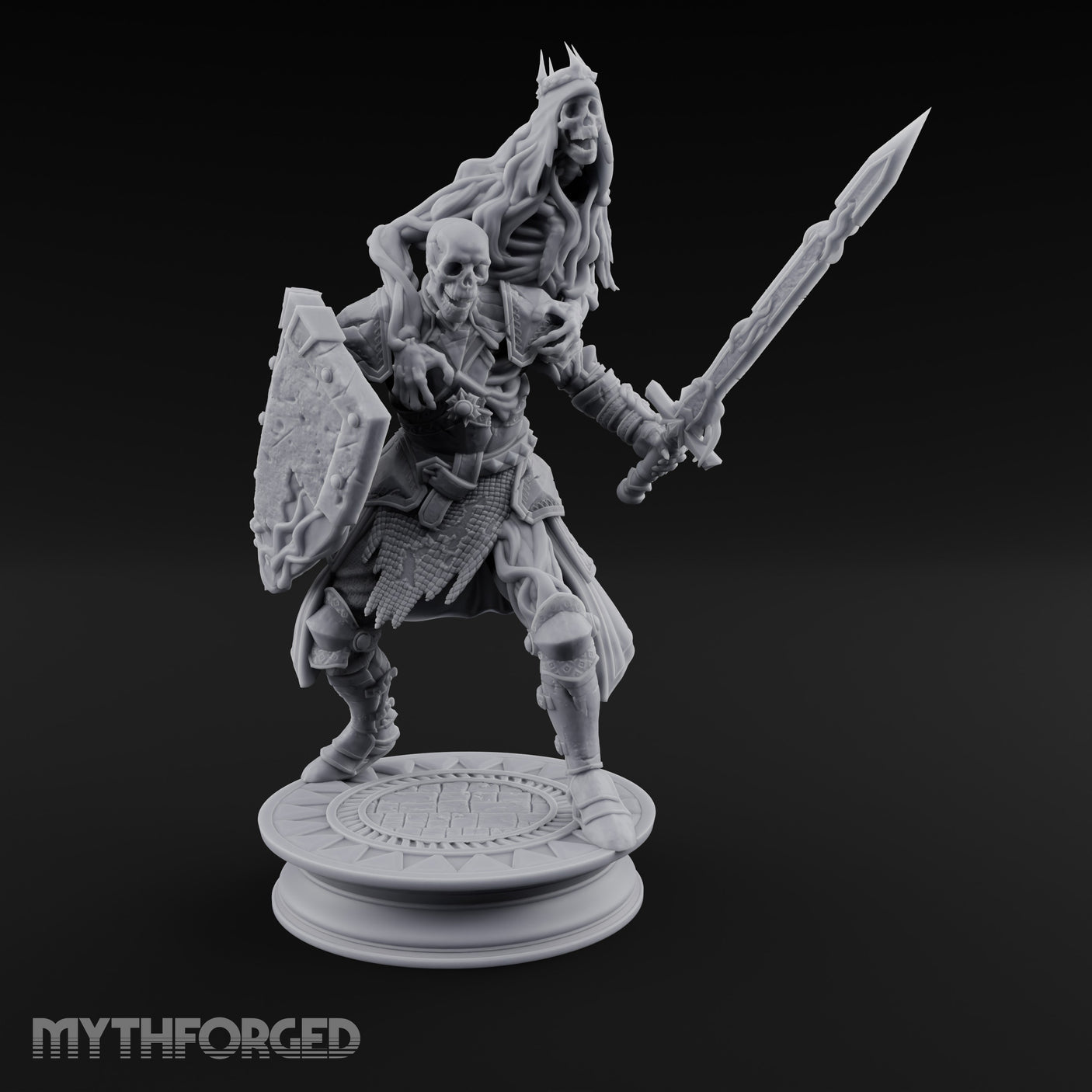Crown Wearing Sword Thrusting Skeleton King — 32mm
