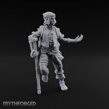 Crutch Leaning Gesturing Human Refugee Miniature for Dungeons and Dragons, Pathfinder or other TTRPGs