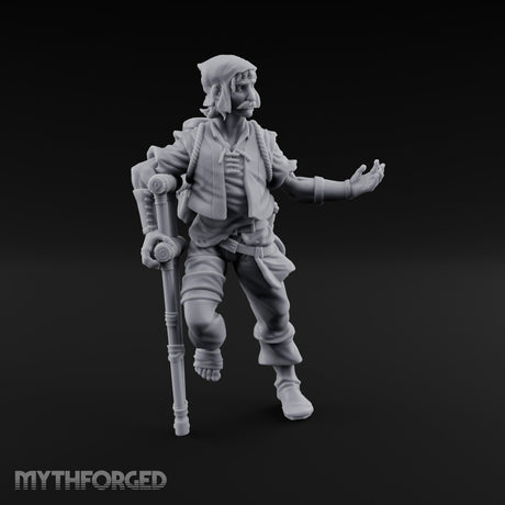 Crutch Leaning Gesturing Human Refugee Miniature for Dungeons and Dragons, Pathfinder or other TTRPGs