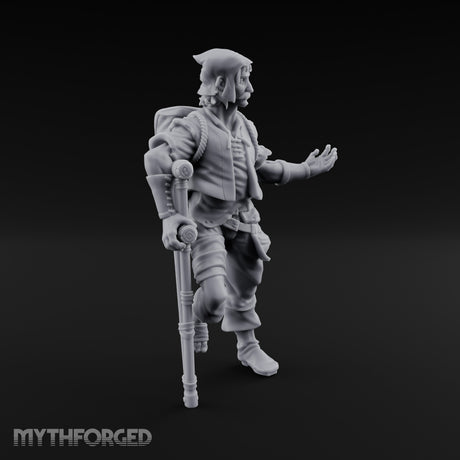 Crutch Leaning Gesturing Human Refugee Miniature for Dungeons and Dragons, Pathfinder or other TTRPGs