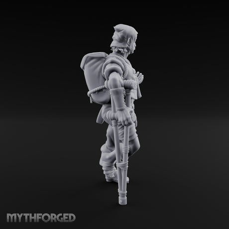 Crutch Leaning Gesturing Human Refugee Miniature for Dungeons and Dragons, Pathfinder or other TTRPGs