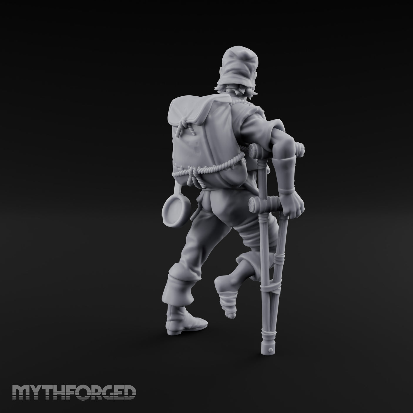 Crutch Leaning Gesturing Human Refugee Miniature for Dungeons and Dragons, Pathfinder or other TTRPGs