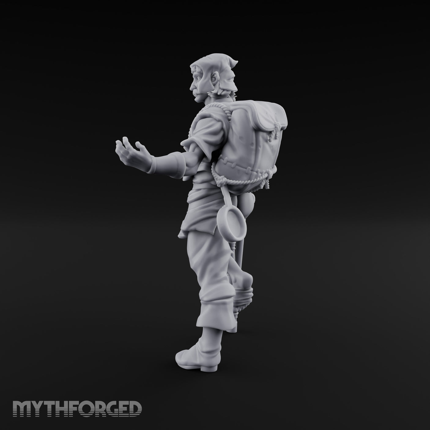 Crutch Leaning Gesturing Human Refugee Miniature for Dungeons and Dragons, Pathfinder or other TTRPGs