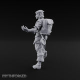 Crutch Leaning Gesturing Human Refugee Miniature for Dungeons and Dragons, Pathfinder or other TTRPGs