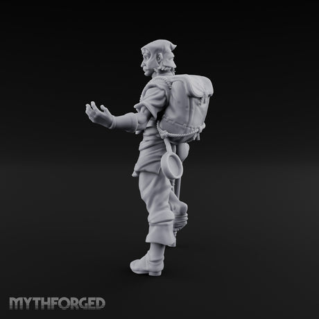 Crutch Leaning Gesturing Human Refugee Miniature for Dungeons and Dragons, Pathfinder or other TTRPGs