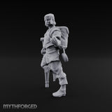 Crutch Leaning Gesturing Human Refugee Miniature for Dungeons and Dragons, Pathfinder or other TTRPGs