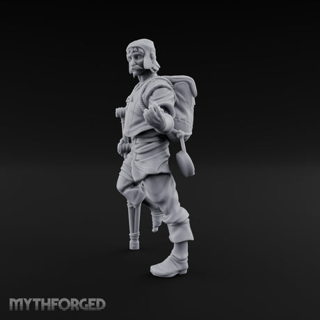 Crutch Leaning Gesturing Human Refugee Miniature for Dungeons and Dragons, Pathfinder or other TTRPGs