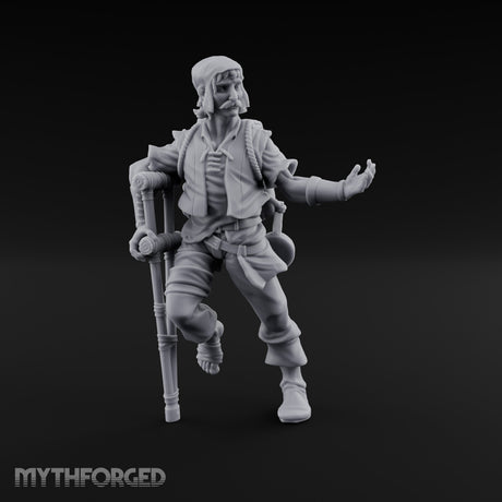 Crutch Leaning Gesturing Human Refugee Miniature for Dungeons and Dragons, Pathfinder or other TTRPGs